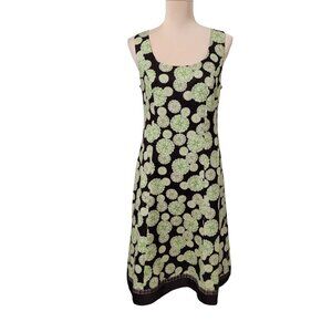 Signature by Robbie Bee Size 6 Brown and Green Medallion Pattern A Line Dress